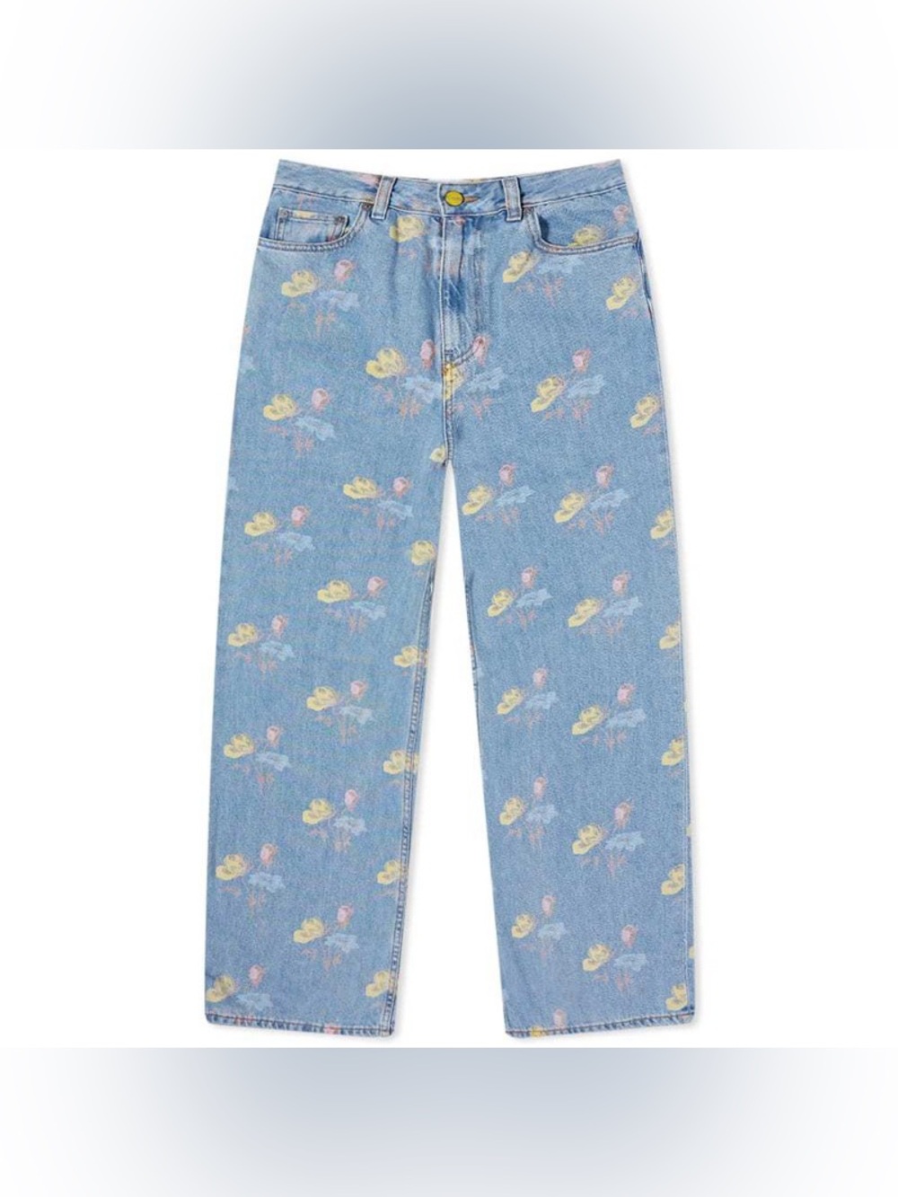 GANNI Magny Floral-Print Wide-Leg High-rise Organic-Denim Jeans size 28